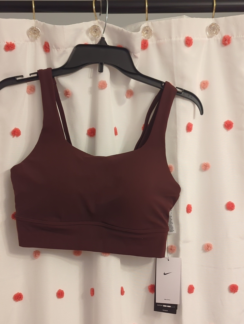 Nike Burgundy Double-Strap Seamless Sports Bra